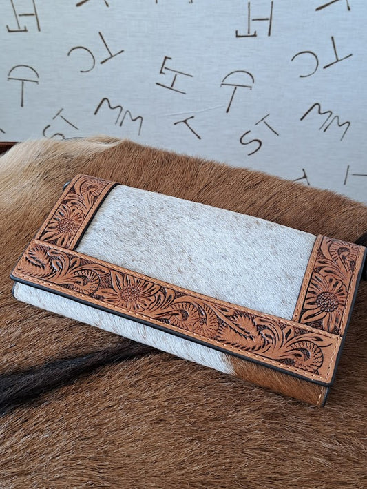 TRI FOLD WALLET WITH  CROSSBODY STRAP