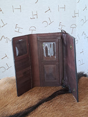 TRI FOLD WALLET WITH  CROSSBODY STRAP