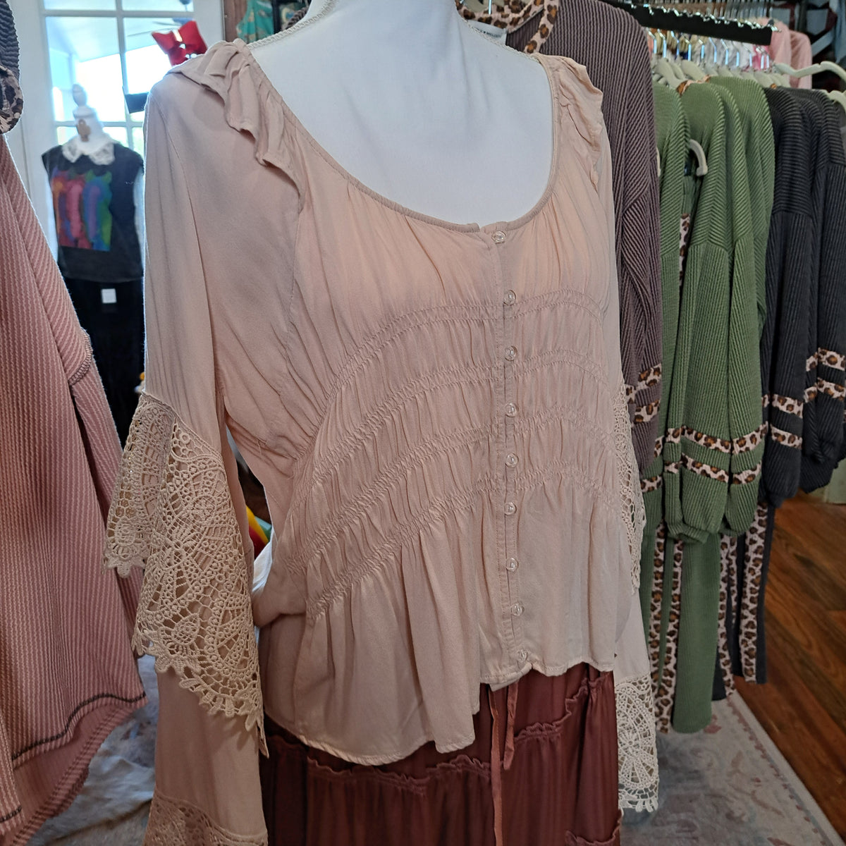 Billie: Scully Cream Crochet Bell Sleeve
