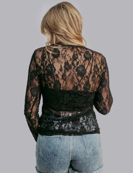 Roses Lace Top - Black