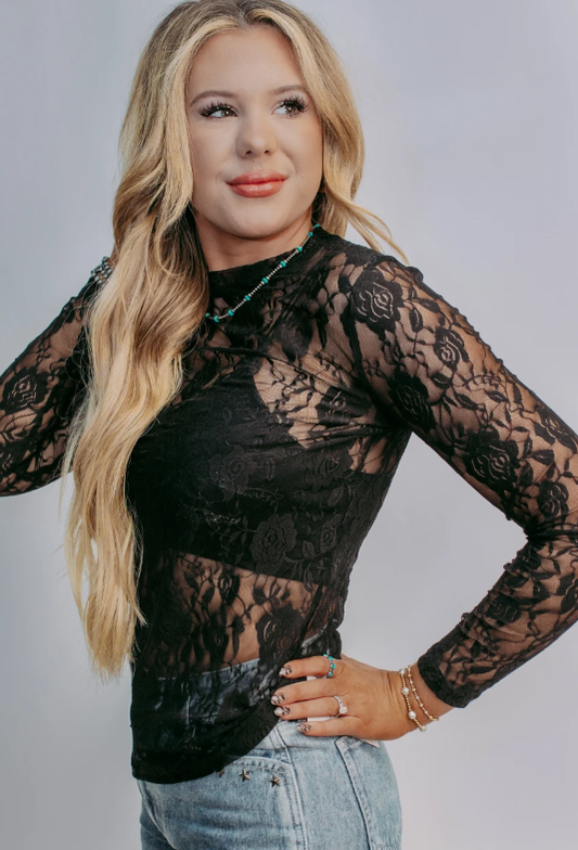 Roses Lace Top - Black