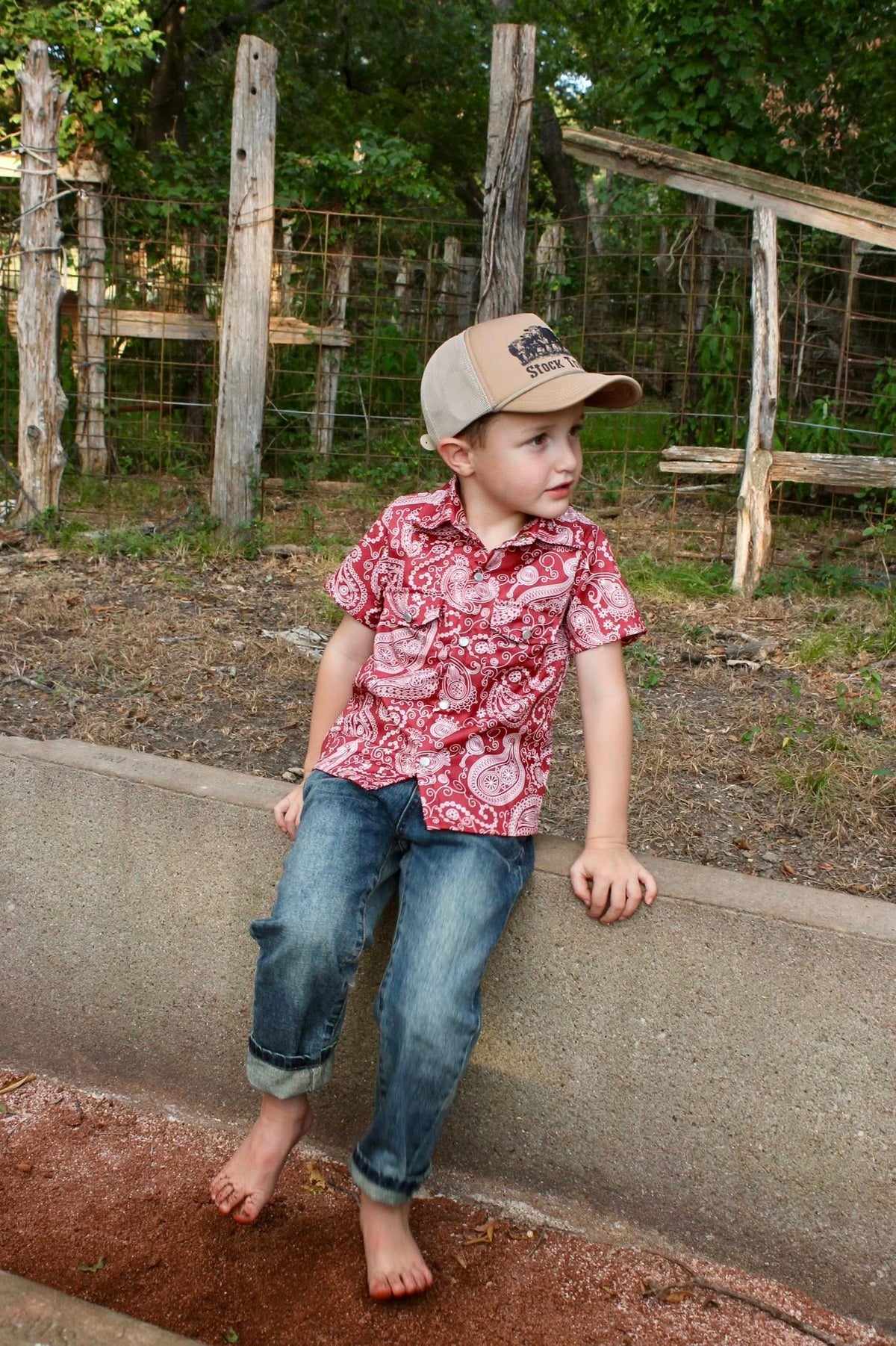 Maroon Paisley SS Pearl Snap- Shea Baby