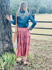 Scully Western Embroidered Pearl Snap