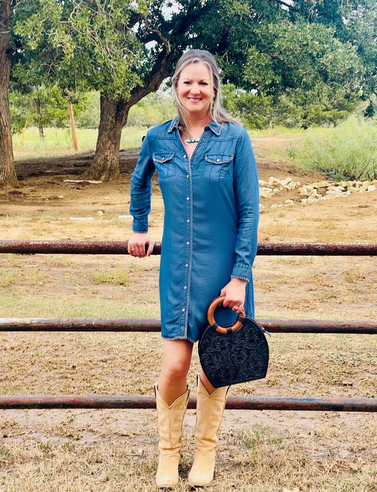 Scully Denim Dress Whipstitch