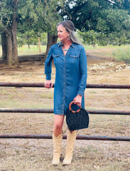 Scully Denim Dress Whipstitch