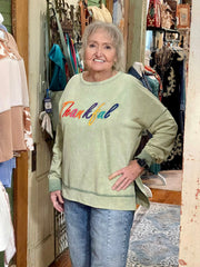 Thankful Raised Embroidery Sweatshirt