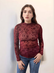 Blame it on the Boots Velvet Mesh Top