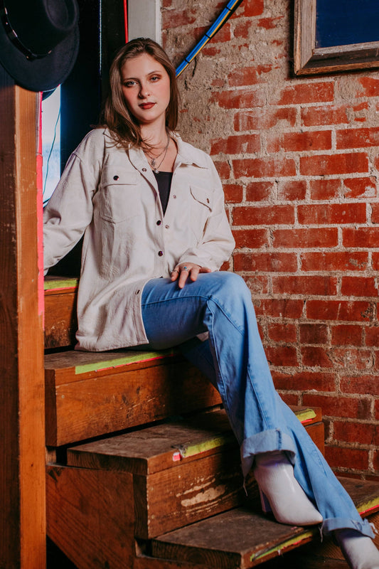 Embroidery Button Down Shacket