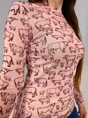 Western Farm Animal 3D Print Mesh Top