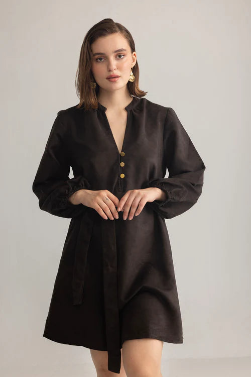 RAVEN MARCH SHIRT DRESS IN METAL BLACK