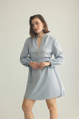 RAVEN MARCH SHIRT DRESS IN LIGHT GREY