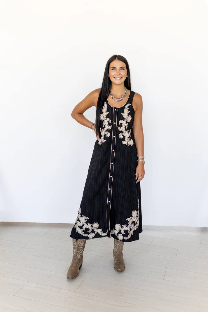 BLACK DRESS STITCH APPLIQUE