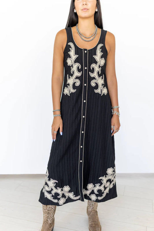 BLACK DRESS STITCH APPLIQUE