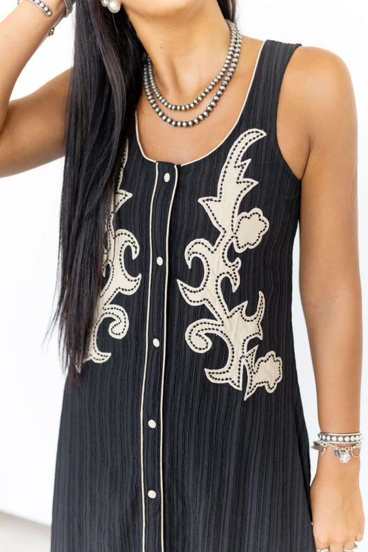 BLACK DRESS STITCH APPLIQUE