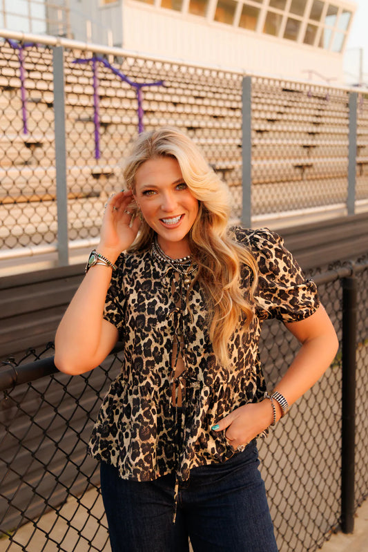 Leopard Tie Top
