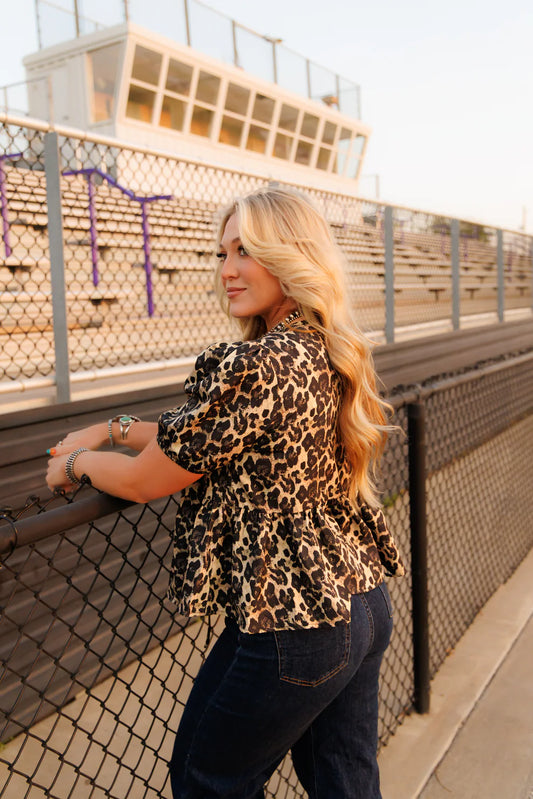 Leopard Tie Top
