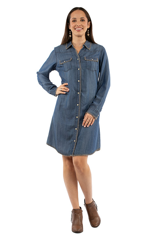 Scully Denim Dress Whipstitch