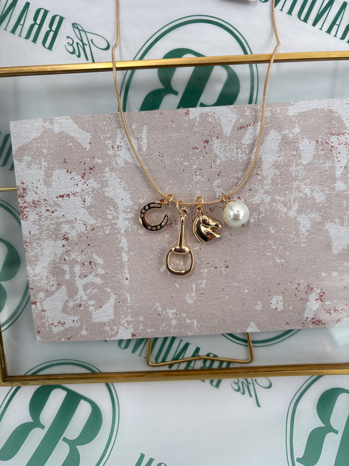 Canva Stevie Equestrian Lucky Charms Necklace in Shiny Gold