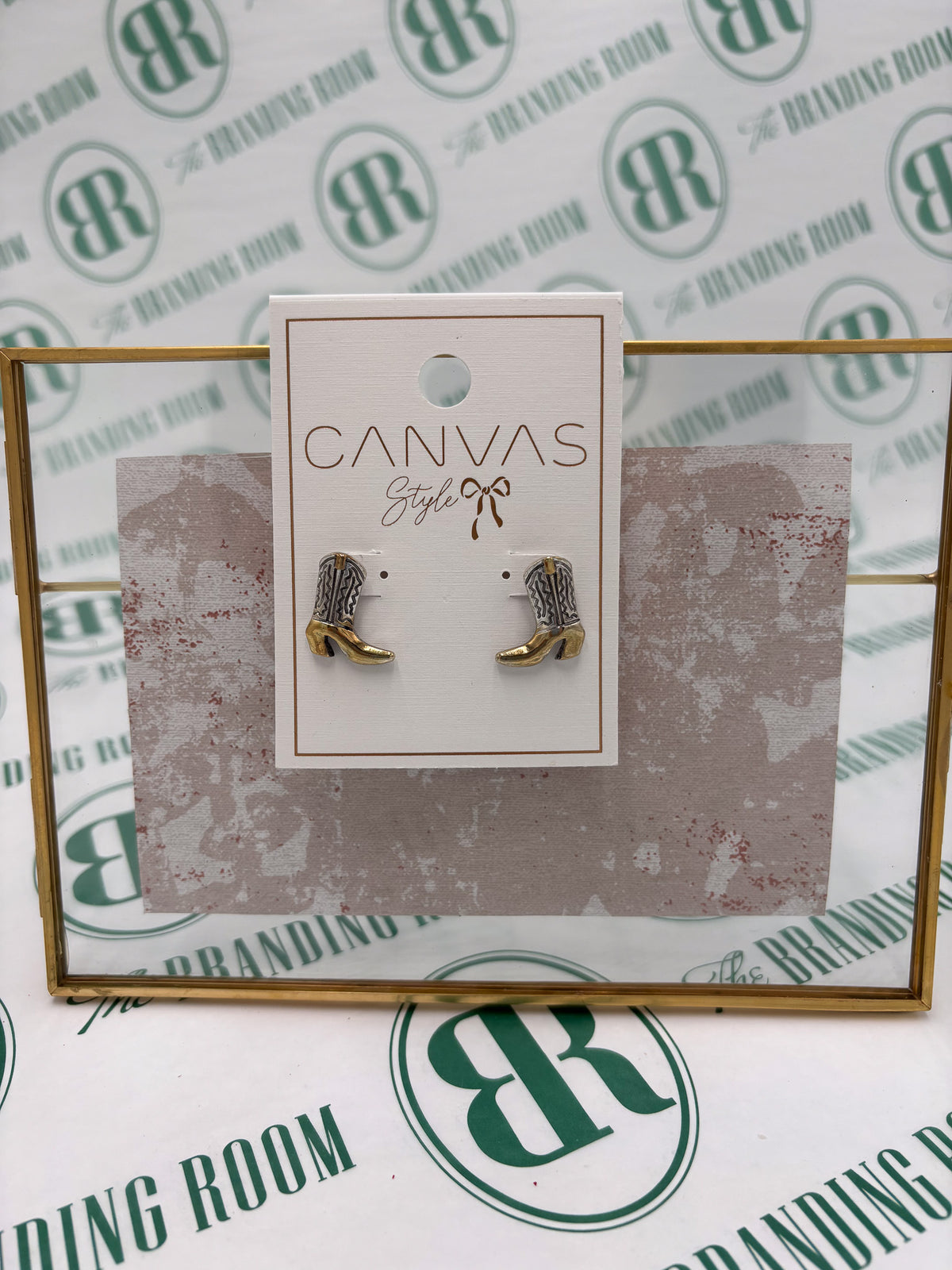 Canva Big Sky Boot Stud Earrings in Two Tone