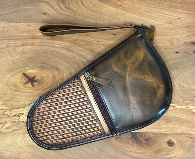 Basket Weave Tooled Leather Gun Case