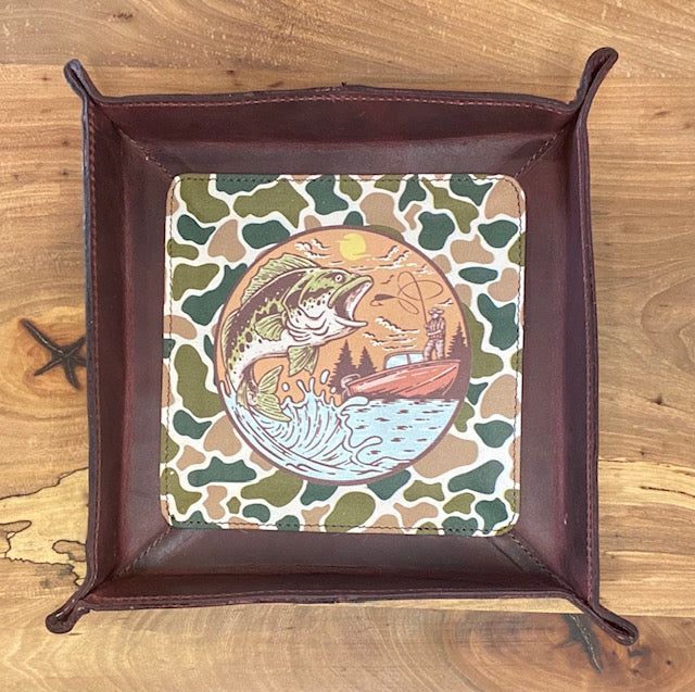 Leather Tray: Bass Fishin'