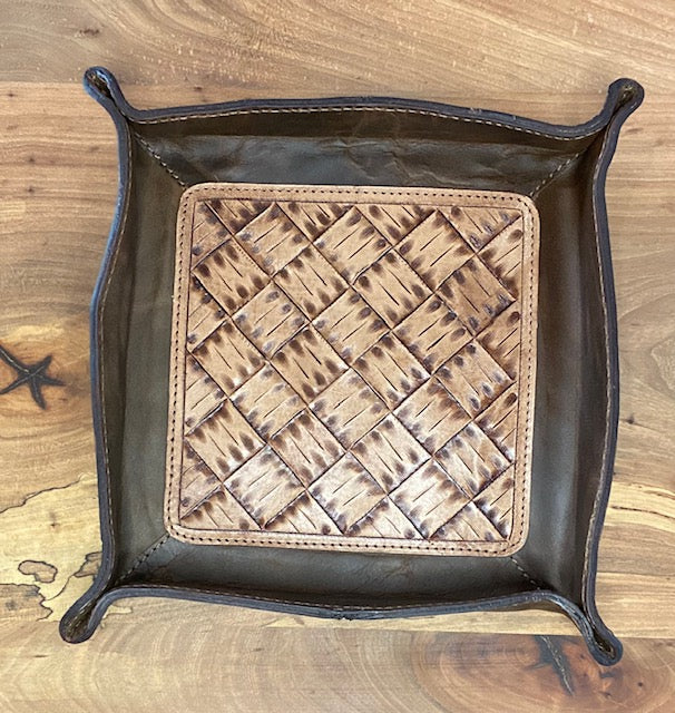 Leather Tray: Tooled Leather
