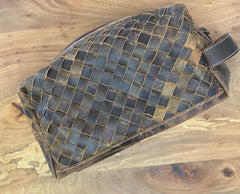Mens Basket Weave Shave Bag