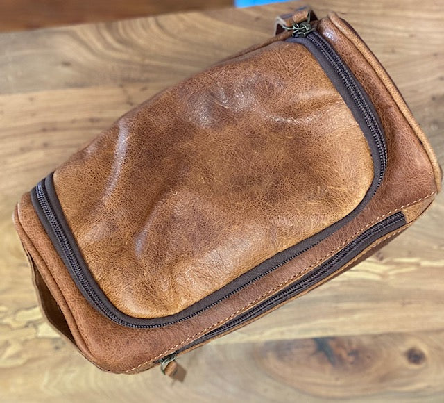 Mens Leather Shave Bag