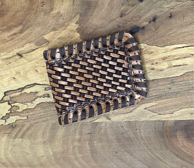 Mens Tooled Leather Money Clip