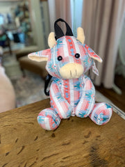 Cow Farm Pal Plush Backpack: Pink Aztec