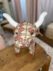 Bull Farm Pal Plush Toy: Green Aztec