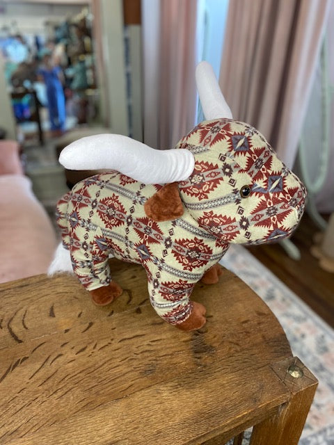 Bull Farm Pal Plush Toy: Green Aztec