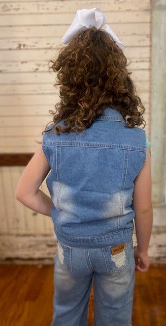 Floral Boot Denim Vest: Shea Baby