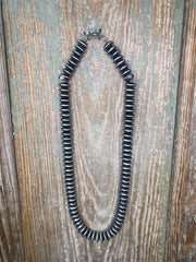 Large Silver Flat Beaded Necklace