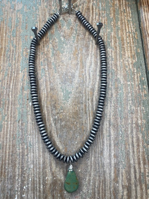 Claire Necklace: Silver with Turq pendant