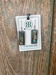 Sarah Earrings: Rectangle Full Stone Turquoise