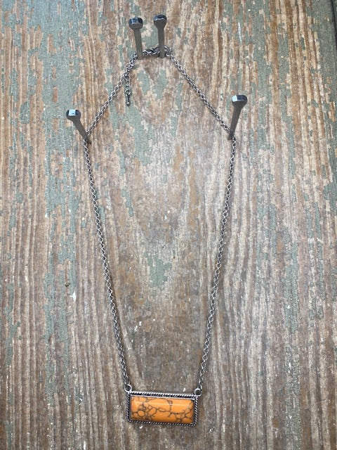Orange Stone Bar Necklace