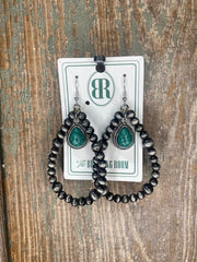 Earrings: Silever Hoop Turquoise Tear Drop