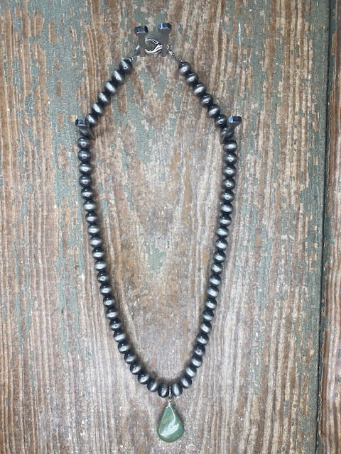 Turquoise Tear Drop Silver Necklase
