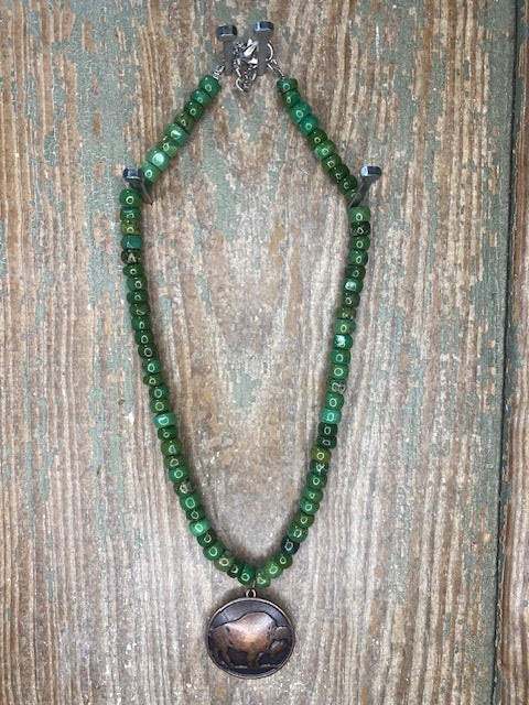 Turquoise Stone Buffalo Pendant