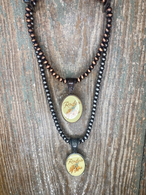 Classic Rodeo Bronc Pendant Necklace
