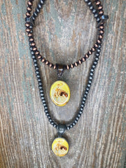 Cowgirl Buckin' Bull Pendant Necklace