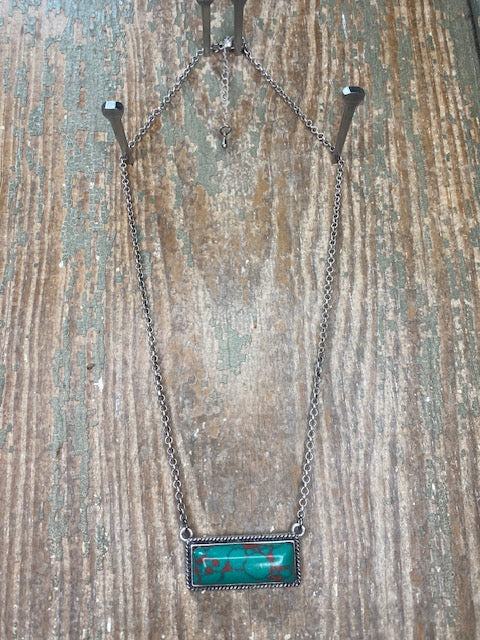 Turquoise Stone Bar Necklace
