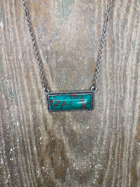 Turquoise Stone Bar Necklace