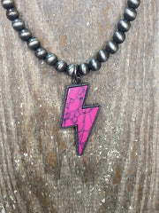 Pink Lightening Bolt Necklace