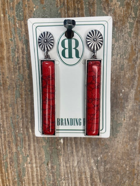 Red Long Dangle Earrings
