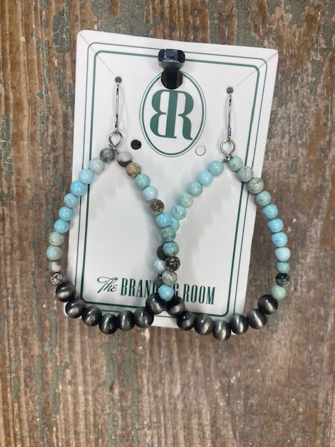 Turquoise/Silver Hoops