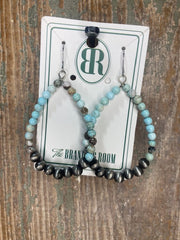 Turquoise/Silver Hoops