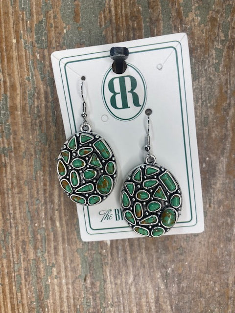 Turquoise Tortoise Shell Dangle Earrings