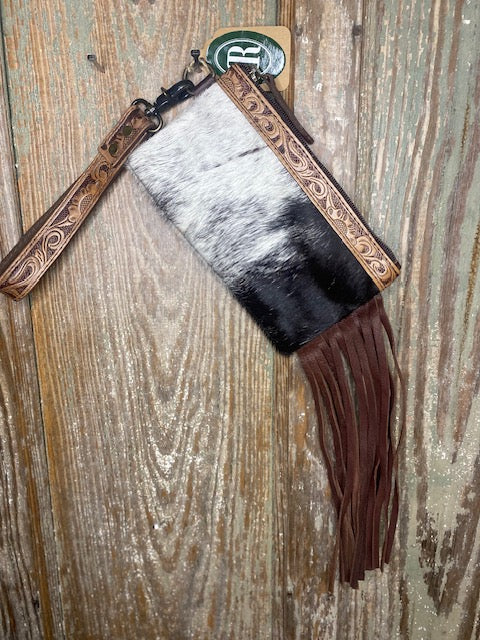 Cowhide Medium Wristlet with Fringe 1.0